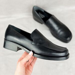 EUC Franco Sarto Bocca Black Slip On Leather Loafers size 9.5 Medium